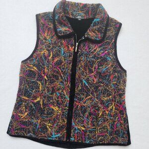 Colorful Sleeveless Zip-Up Knit Vest Fiber Art Teacher Comfy Cozy Soft Cute XL
